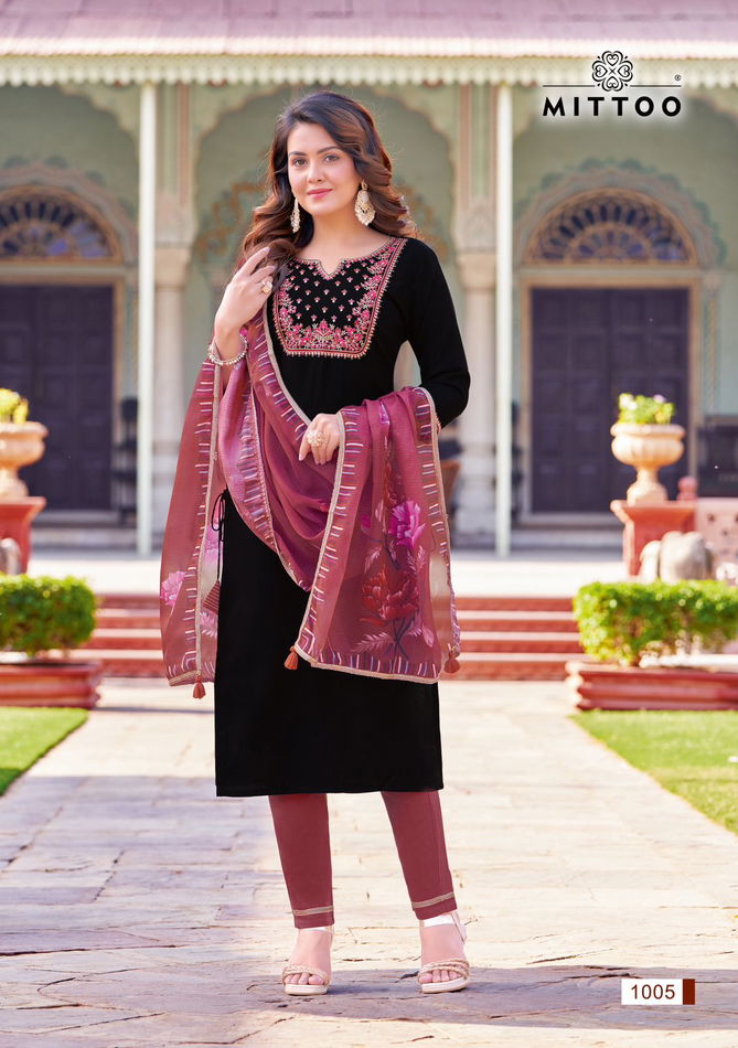 Madhubala By Mittoo Viscose Weaving Kurti With Bottom Dupatta Wholesale Price In Surat